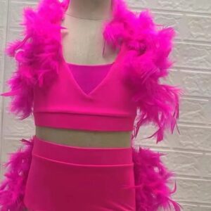 Disfraz de baile profesional, traje de actuación de jazz, baile latino, pluma rosa brillante, nuevo