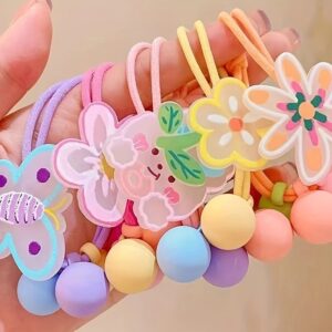 Cinta para el pelo para niña, 5 piezas, mariposa, flor, goma para la cabeza, dibujos animados