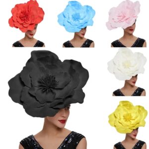 Sombrero de pastillero de plumas para mujer, tocado de fiesta real, accesorios para el cabello, Big Flower Fascinator, Derby de Kentucky, elegante, boda