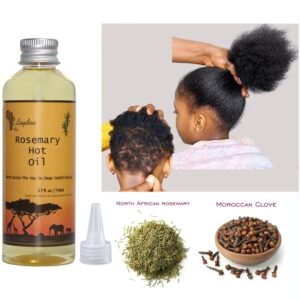Un toque a precioso aceite caliente de romero y clavo africano, 110 ml, acelere el cuero cabelludo para ofrecer más nutrientes a los folículos capilares