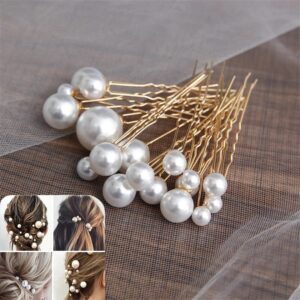 Pasador en forma de U de Metal para mujer, horquilla de Clip, Perla simulada, Tiara nupcial, accesorios para el cabello, herramientas de diseño de peinado de boda