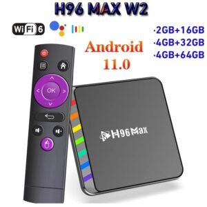 Dispositivo de TV inteligente H96 MAX W2, decodificador con Android 11, Amlogic S905W2, cuatro núcleos, 4 GB, 64 GB, compatible con vídeo 4K, BT, Wifi6, asistente de voz, reproductor multimedia