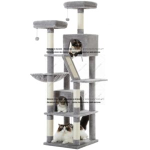 Árbol grande de felpa para gatos, torre alta para gatos de interior, varios niveles, condominio con postes para rascar, tablas para rascar, perchas, cuevas