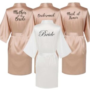 Bata de seda satinada para novia, traje de boda para dama de honor, SP002