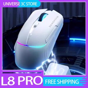 Machenike-ratón inalámbrico L8 Pro, Mouse con trimodo, 2,4 GHz, Bluetooth, RGB, Paw3395, personalizado, e-sports, ergonomía, Accesorios de ordenador