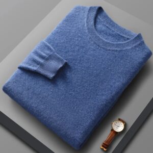 Jersey de lana merina pura para hombre y mujer, jersey de manga larga con cuello redondo, prendas de punto de Cachemira, ropa para primavera y otoño, 100%