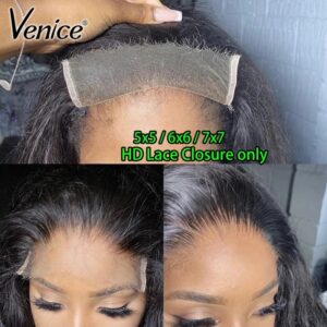 Venice-Cabello Humano liso con cierre Frontal de encaje para mujer, pieza libre, 5x5 HD, 6x6, 7x7, prearrancado, Natural