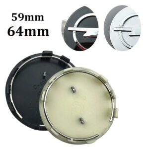 Tapa central de rueda de estilo de coche, 4 piezas, 59mm, 64mm, logotipo, cubiertas de cubo, emblema, Insignia para Opel Astra, Insignia, Zafira, Corsa, accesorios