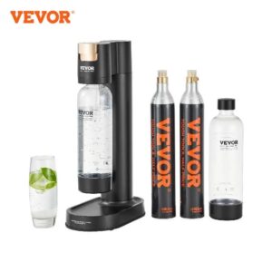VEVOR Máquina para Hacer Agua con Gas, Máquina para Hacer Refrescos para Carbonatar en el Hogar, Kit de Inicio de Agua con Gas, 2 Cilindros de CO₂, Compatible con el Cilindro de CO₂ de 60 L, Negro