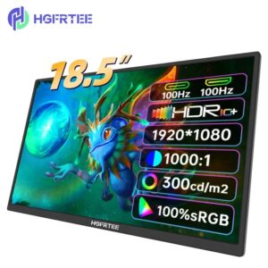 HGFRTEE-Monitor portátil de 18,5 pulgadas, ADS-IPS, 100Hz, rgb100% extendido, segunda pantalla con orificio VESA y soporte