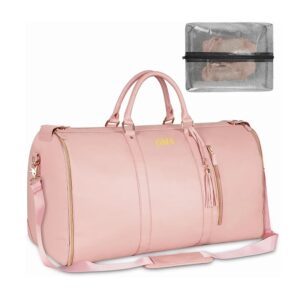 Bolsa de ropa de cuero PU con letras personalizadas para mujer, bolso de traje plegable de Pu de gran tamaño para viaje