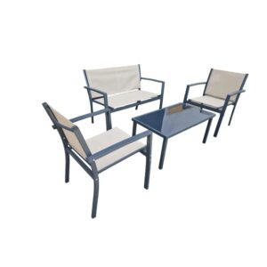 ELECSAN - Conjunto de Sofá de Jardín Exterior de 4 Piezas Resistente y Práctico para 4 Personas