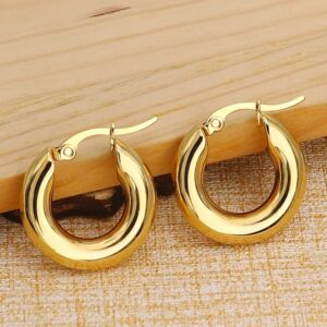 Pendientes de acero inoxidable para mujer, aretes redondos gruesos con hebilla para la oreja, Piercing, joyería de moda, 20/25/30mm, #304