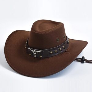 Sombreros de vaquero occidental de gamuza Artificial, sombrero de Jazz de Caballero de borde grande Vintage, sombrero de Cosplay de fiesta de vacaciones