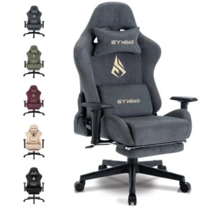 Symino-silla ergonómica para Gaming con reposapiés, asiento de PC transpirable con cojín Lumbar ajustable, cojín para reposacabezas