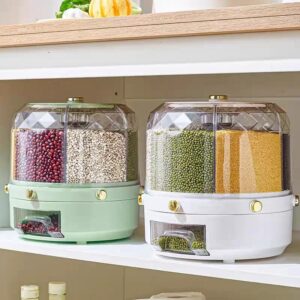 Caja de almacenamiento para cocina, dispensador de arroz giratorio de 360 grados, cubo sellado para cereales secos, contenedor de alimentos a prueba de humedad