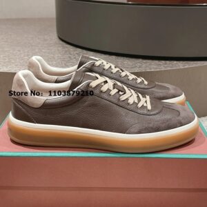 Zapatos informales cómodos de cuero Real para hombre, mocasines Oxfords planos de Patchwork con cordones, zapatillas bajas de gamuza, mocasines de ocio