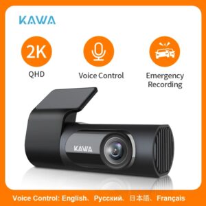 KAWA-Cámara de salpicadero DVR D6 para coche, grabadora de vídeo EN RU 1440P, FR, JP, Control por voz, modo de estacionamiento 24H, Control por aplicación, visión nocturna