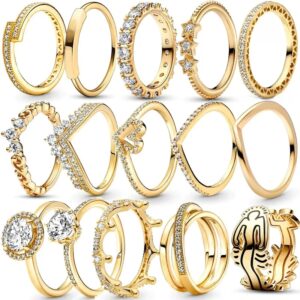 Anillo chapado en oro para mujer, circonita brillante, corazón de espoleta de princesa, joyería fina Original, nuevo