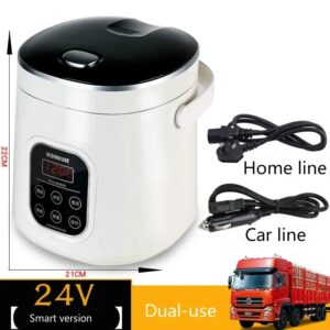 Olla arrocera portátil para coche, Arrocera inteligente de doble uso, auto-conducción, 12v, 24V, 220V, camión