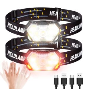 Linterna frontal de luz potente con Sensor de movimiento recargable por USB, faro portátil para pesca, Camping, trabajo al aire libre, 9 Led