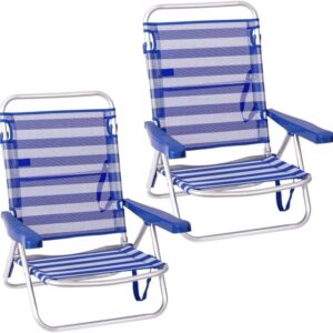 ARCO IRIS MUNDI Pack de 2 sillas de Playa Convertibles en Cama de Aluminio y textileno