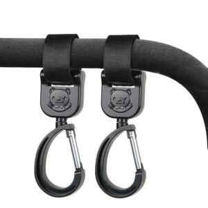 Ganchos para cochecito de bebé, bolsa colgante giratoria de 360 grados, organizador de almacenamiento, colgador Universal, accesorios para cochecito al aire libre