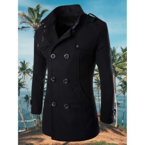 Abrigo de lana para hombre, chaqueta de longitud media, ajustada, doble botonadura, edición de alta calidad, novedad de 2024