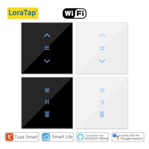 LoraTap-Interruptor de persianas enrollables con WiFi para el hogar, sistema de Control por voz con retroiluminación, compatible con Smart Life, Tuya, Alexa y Google Home