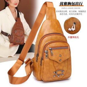 Bolso de piel de cera para mujer, bandolera informal de cuero Pu, resistente al agua