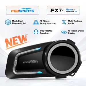 Fodsports-intercomunicador FX7 para casco de motocicleta, interfono de malla con Bluetooth, 10 conductores, 2000M, Radio FM, BT5.4