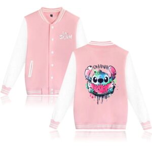 Lilo Stitch-Chaqueta de béisbol para hombre y mujer, abrigo holgado de estilo Hip Hop, Harajuku, ropa de calle para niños y niñas