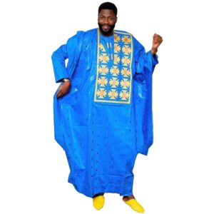 Ropa africana para hombre, Top de manga larga con diseño bordado Bazin Riche