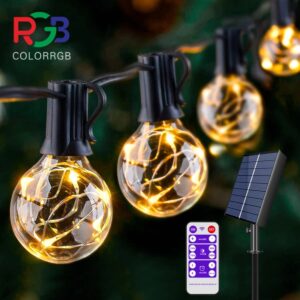 Guirnalda de luces solares para Patio, luces colgantes impermeables exteriores, 8 modos de luz, decoración de fiesta para Patio trasero, Bistro, balcón, pérgola, G40