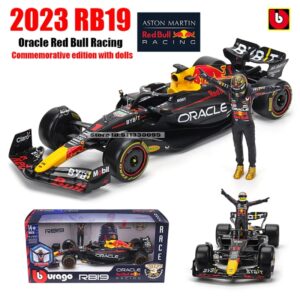 Bburago-muñeca de carreras de toro rojo 1:24 2023 F1 RB19 +, muñeco ganador 1 # Verstappen 11 # Perez Paint, aleación de fórmula 1, súper modelo de coche de juguete