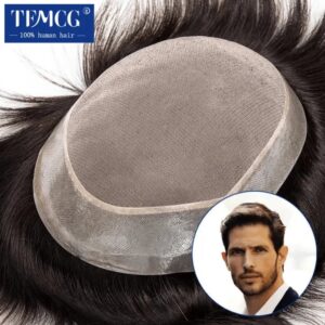Mono fino con tupé de Pu suave para hombres, peluca 100% cabello humano transpirable, prótesis capilar masculina, sistemas Exhuast