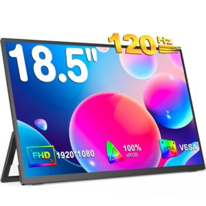 UPERFECT 18.5 pulgadas Monitor LCD IPS con velocidad de actualización de 120Hz 1080p FHD HDR Pantalla de computadora portátil Pantalla HDMI USB C Pantalla externa con altavoces duales giratorios VESA USB OTG para visua