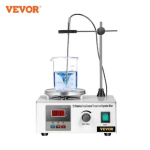 VEVOR Mezclador Magnético con Placa Calefactora 85-2, 1000 ML Agitador Magnético, 300 W con Pantalla Digital de Temperatura y Velocidad Ajustables, 2400rpm Adecuado para Laboratorio