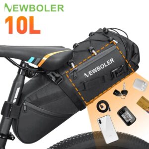 NEWBOLER-bolsa impermeable para SILLÍN de bicicleta, bolsa trasera plegable para ciclismo de montaña y carretera, de gran capacidad, 10l