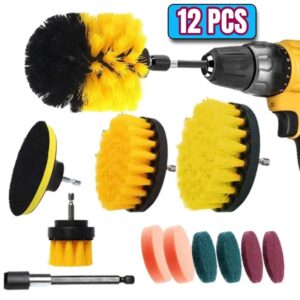 Juego de cepillos de taladro eléctrico para limpieza del hogar, herramientas de limpieza de alfombras, vidrio, coche, cocina, baño, inodoro, 12/4 piezas
