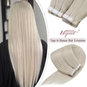 Ugeat-extensiones de cabello humano Natural para mujer, cabello Remy brasileño liso, trama de piel sin costuras, Balayage 20P/40P