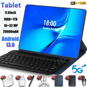 Tableta 5G 2024 de 11,6 pulgadas, Tablet con Android 20000, 16GB de Ram, 1TB de Rom, 13,0 mAh, MTK6797, Wifi, Tarjeta SIM Dual, red, Pantalla Completa