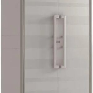 Almacenamiento Interior y Exterior de Resina, Estanco al Agua con 2 Puertas y 4 Baldas Regulables en Altura, 80x44x182 cm