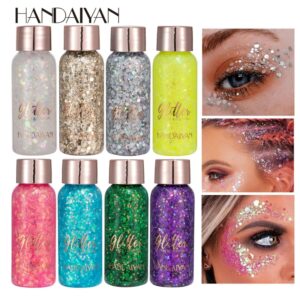 Handaiyan-pegatinas para cara y cuerpo con purpurina de ojos, arte de Gel, lentejuelas sueltas, crema, joyas de diamantes de imitación, maquillaje, fiesta, Festival