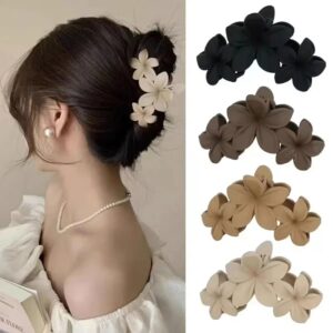 Pinzas para el pelo de flores para mujer, 4 piezas, antideslizantes, de flores mate, bonitas, para el pelo Hawaiano, de gran Plumeria