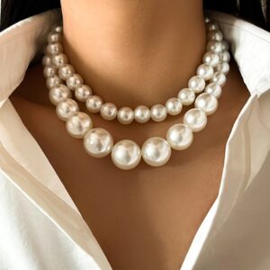 IngeSight.Z-gargantilla con cuentas de perlas de imitación para mujer, Collar elegante, joyería nupcial para boda y fiesta, regalo, 2 unidades/juego, 2023