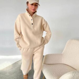 Traje deportivo informal para mujer, Sudadera con capucha y pantalones de deporte, conjunto de dos piezas con cuello alto, color sólido, novedad de 2024