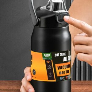 Termo portátil para exteriores, taza térmica de acero inoxidable 304, frascos de vacío, botella de agua deportiva fría y caliente con pajita