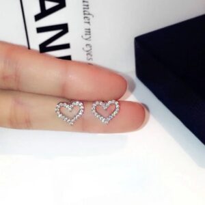 Pendientes coreanos S925 de Color plateado para mujer, aretes con forma de corazón, piedra de circón ostentosa, joyería de moda, tendencia 2022
