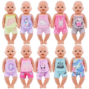 Ropa de muñeca Kawaii, Camiseta con estampado de unicornio/Animal y pantalones cortos para muñeca Rebirth de 43Cm y 18 pulgadas, regalos de juguete DIY, nuestra generación